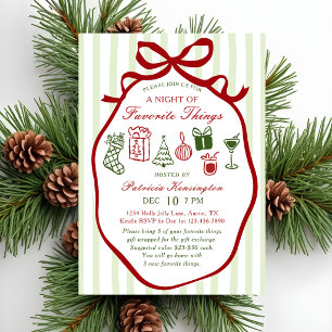 Invitación Fiesta de Navidad de Cosas Favoritas Dibujadas a M