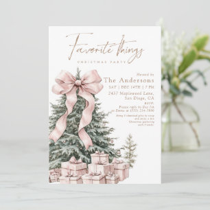 Invitación Fiesta de Navidad de Cosas Favoritas en Acuarela