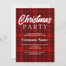 Invitación Fiesta de Navidad de cuadros rojos negros y blanco