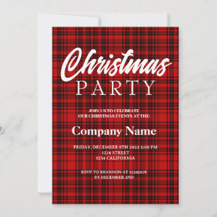 Invitación Fiesta de Navidad de cuadros rojos negros y blanco