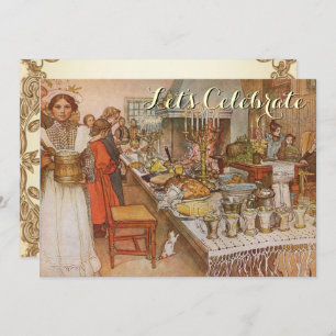 Invitación Fiesta de Navidad de época Carl Larsson