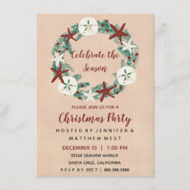 Invitación Fiesta de Navidad de estilo rústico costero en la 