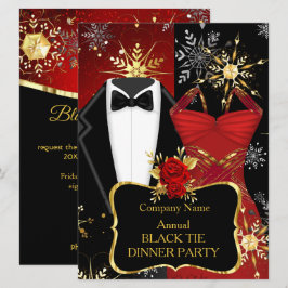 Invitación Fiesta de Navidad de etiqueta negra corporativa de