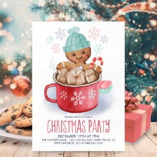 Invitación Fiesta de Navidad de Galleta de Jengibre y Cacao