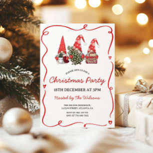 Invitación Fiesta de Navidad de Gnomo Rojo Lindo