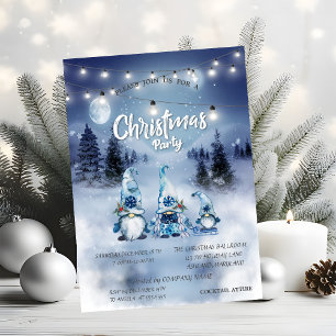 Invitación Fiesta de Navidad de Gnomos, Bosque, Paisaje, Luce