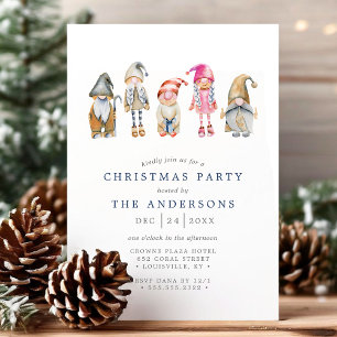 Invitación Fiesta de Navidad de Gnomos Elfos Escandinavos en