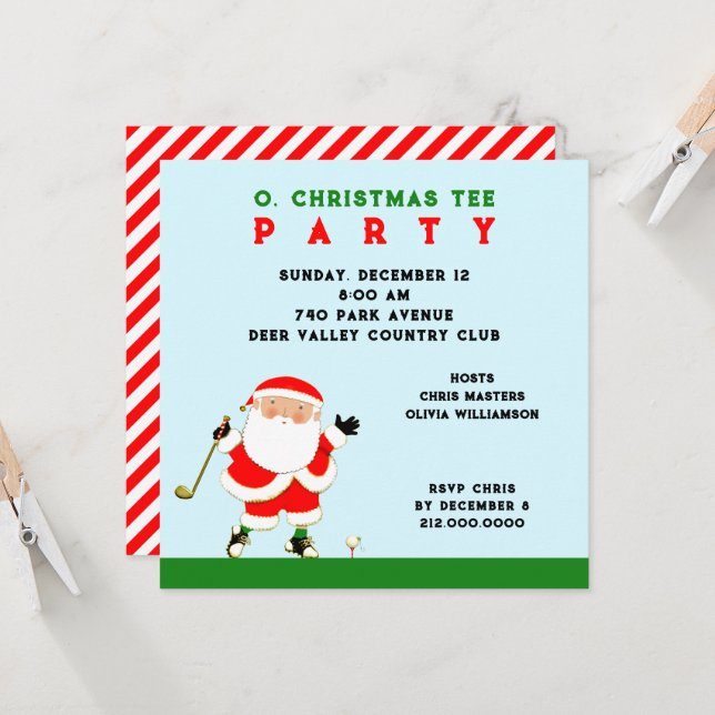 Invitación Fiesta de Navidad de Golf (Anverso/Reverso In Situ)