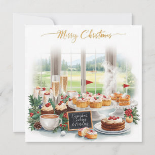 Invitación Fiesta de Navidad de Golf con fondo de campo de go