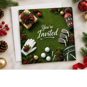 Invitación Fiesta de Navidad de golf Par tee Golfista