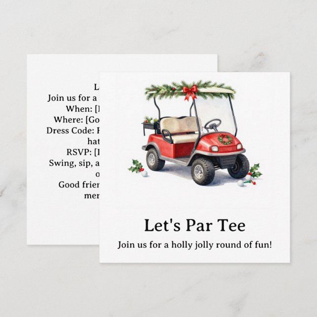 Invitación Fiesta de Navidad de Golf Vamos a Par tee con Sant (Anverso / Reverso)