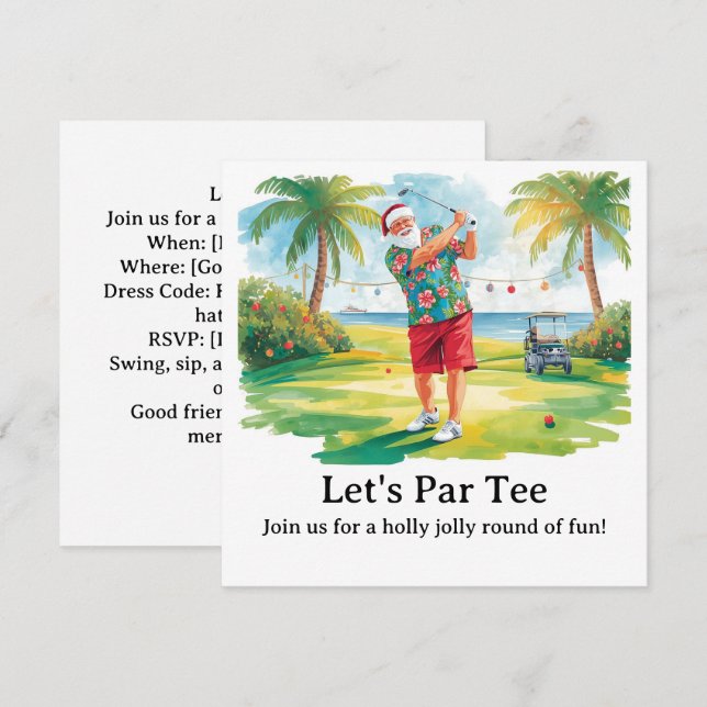 Invitación Fiesta de Navidad de Golf Vamos a Par tee con Sant (Anverso / Reverso)