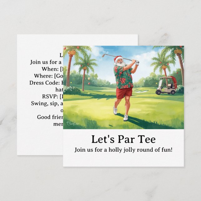 Invitación Fiesta de Navidad de Golf Vamos a Par tee con Sant (Anverso / Reverso)