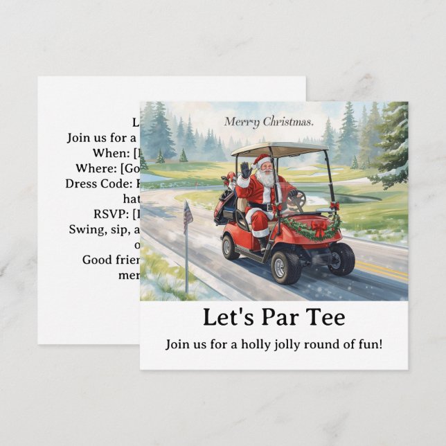 Invitación Fiesta de Navidad de Golf Vamos a Par-Tee con Sant (Anverso / Reverso)
