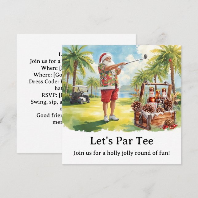 Invitación Fiesta de Navidad de Golf Vamos a Par tee con Sant (Anverso / Reverso)