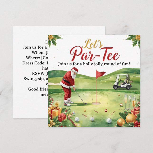 Invitación Fiesta de Navidad de Golf Vamos a Par tee con Sant (Anverso / Reverso)