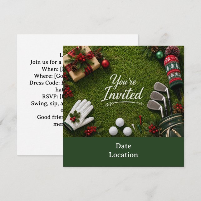 Invitación Fiesta de Navidad de Golf Vamos al Par  (Anverso / Reverso)