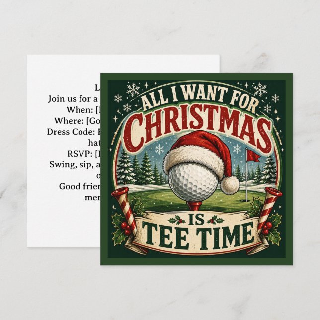 Invitación Fiesta de Navidad de Golf Vamos al Par  (Anverso / Reverso)