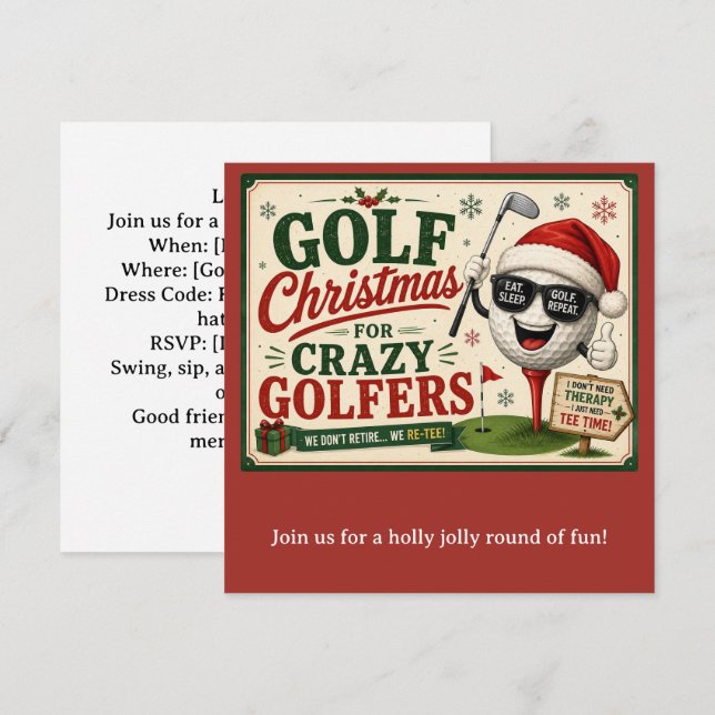 Invitación Fiesta de Navidad de Golf Vamos al Par  (Anverso / Reverso)