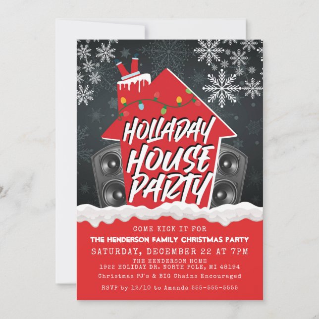 Invitación Fiesta de Navidad de Hip Hop en Casa Navidad  (Anverso)