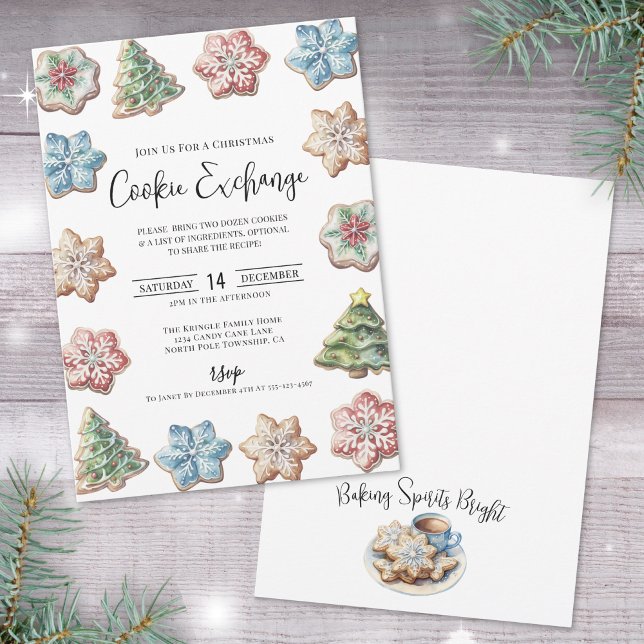 Invitación Fiesta de Navidad de Intercambio de Galletas (Cookie Exchange Christmas Party Invitation)