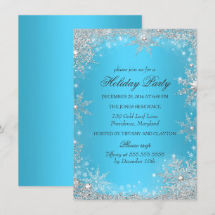 Invitación Fiesta de Navidad de invierno azul