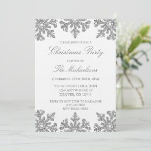 Invitación Fiesta de Navidad de invierno copo de nieve platea