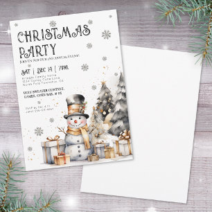 Invitación Fiesta de Navidad de Invierno Festiva Blanco Negro