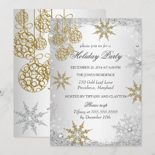Invitación Fiesta de Navidad de Invierno Mágico de Oro 5
