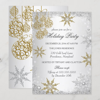 Invitación Fiesta de Navidad de Invierno Mágico de Oro 5