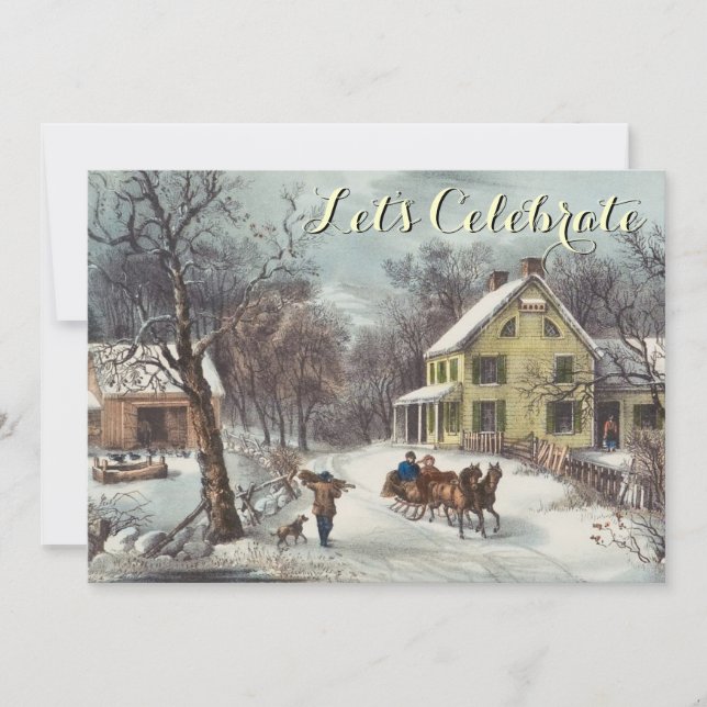 Invitación Fiesta de Navidad de Ives del día de fiesta del (Anverso)