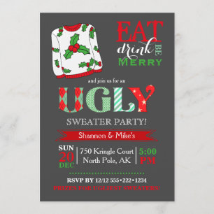 Invitación Fiesta de Navidad de Jersey Feo Pizarra