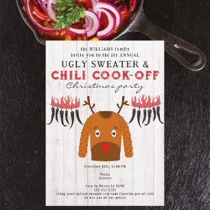 Invitación Fiesta de Navidad de Jersey Feo y Concurso de Chil