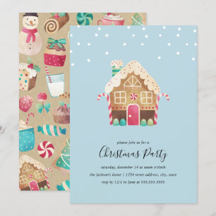 Invitación Fiesta de Navidad de la Casa de Pan de Jengibre Al