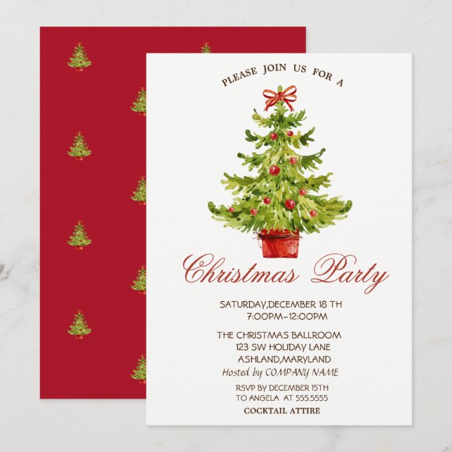 Invitación Fiesta de Navidad de la Compañía de Árboles de Nav (Anverso / Reverso)