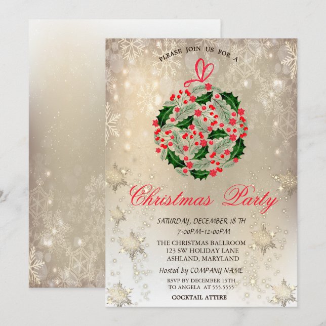 Invitación Fiesta de Navidad de la Compañía de Bolas de Navid (Anverso / Reverso)