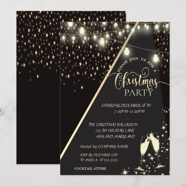 Invitación Fiesta de Navidad de la Compañía de Copas de Vino, (Anverso / Reverso)