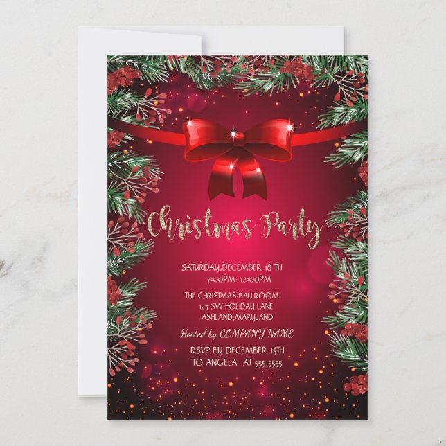 Invitación Fiesta de Navidad de la Compañía de Lazo Rojo de B (Anverso)