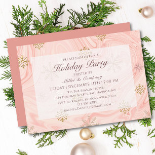 Invitación Fiesta de Navidad de la Compañía de Oro Rosa Chic