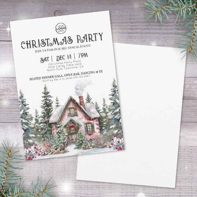 Invitación Fiesta de Navidad de la Compañía Elegant Winter (Elegant Winter Company Christmas Party Invitation)
