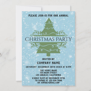 Invitación Fiesta de Navidad de la empresa Blue árbol de niev