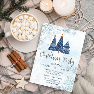 Invitación Fiesta de Navidad de la empresa Copos de nieve árb