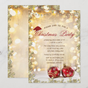 Invitación Fiesta de Navidad de la empresa de estrellas,bola