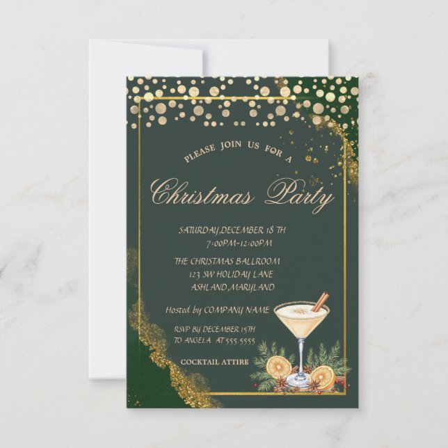 Invitación Fiesta de Navidad de la empresa de puntos naranjas (Anverso)