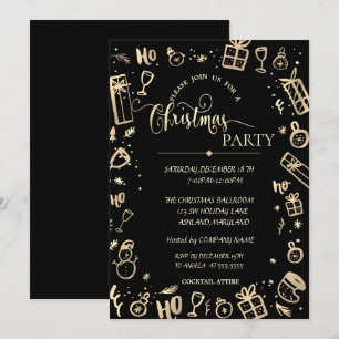 Invitación Fiesta de Navidad de la Empresa Elegante Dorado Ne