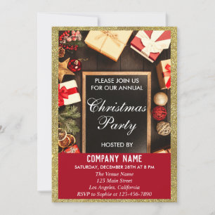 Invitación Fiesta de Navidad de la Empresa Festiva Brillante 
