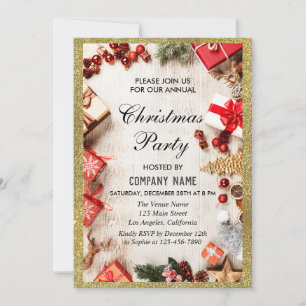 Invitación Fiesta de Navidad de la empresa Festiva Brillo Bla