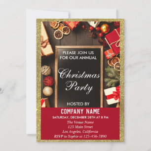 Invitación Fiesta de Navidad de la Empresa Festiva con Brillo