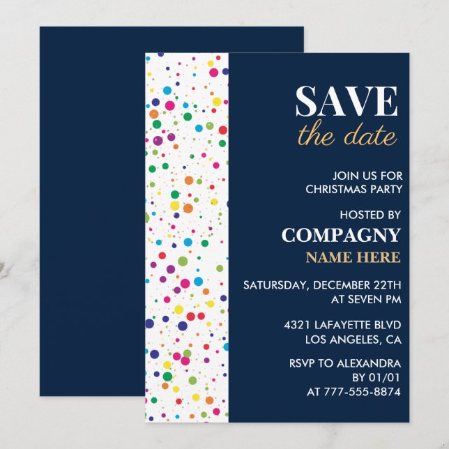 Invitación Fiesta de Navidad de la empresa Guarda la fecha Co (Anverso / Reverso)