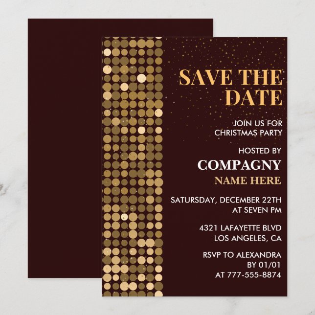 Invitación Fiesta de Navidad de la empresa Guarda la fecha Do (Anverso / Reverso)